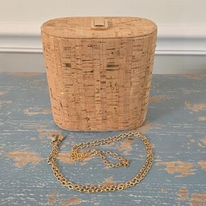 Cork Box Bag with Removeable Gold Chain